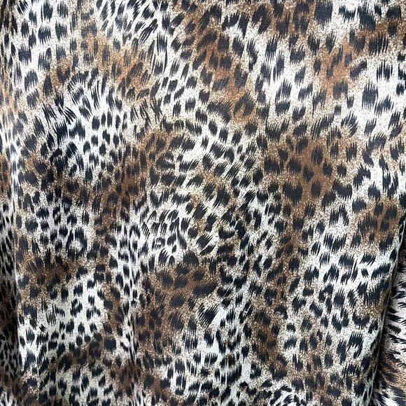 Natori Private Luxuries Kaftan Womens Size Medium Animal Print Side Slits Brown - Picture 10 of 11